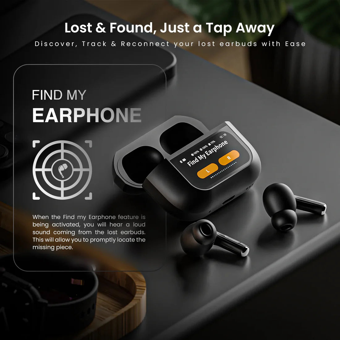 Imported ANC Wireless Earbuds with Touch Screen Display.