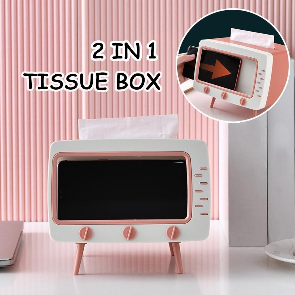 2 In 1 Tv Shape Tissue Box & Mobile Phone Or Photo Holder | Creative Tissue Boxes Retro Television Phone Holder