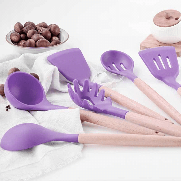 Silicone Kitchenware Cooking Utensils Set Heat Resistant Kitchen Non-stick 12 PCs (L)