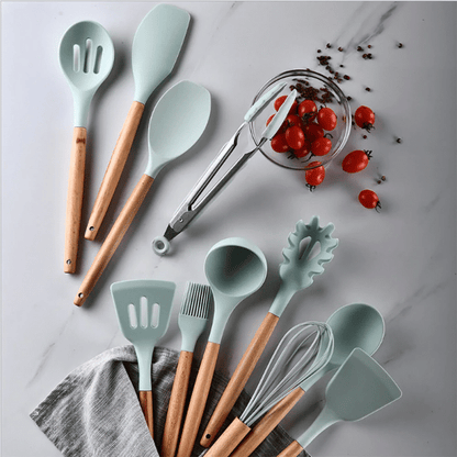 Silicone Kitchenware Cooking Utensils Set Heat Resistant Kitchen Non-stick 12 PCs (L)