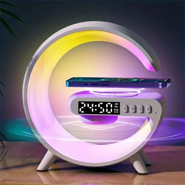 Rgb Light Bluetooth Speaker With 10w Wireless Charging 4 In 1 Led Atmosphere Rgb Night Light Alarm Clock Desk Lamp Bluetooth Speaker Wireless Charging Modern