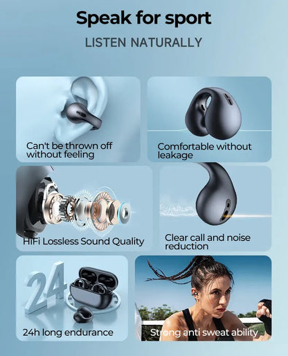 Wireless Ear Clip Headphones Ear Cuffs Sport Outdoor