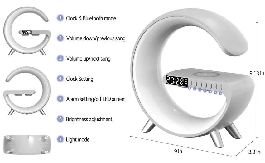 Rgb Light Bluetooth Speaker With 10w Wireless Charging 4 In 1 Led Atmosphere Rgb Night Light Alarm Clock Desk Lamp Bluetooth Speaker Wireless Charging Modern