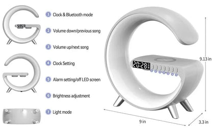 Rgb Light Bluetooth Speaker With 10w Wireless Charging 4 In 1 Led Atmosphere Rgb Night Light Alarm Clock Desk Lamp Bluetooth Speaker Wireless Charging Modern