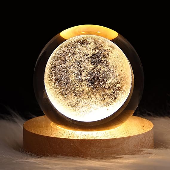 3d Crystal Ball Night Lights Glowing Moon Ball Lamp For Bedroom Decor