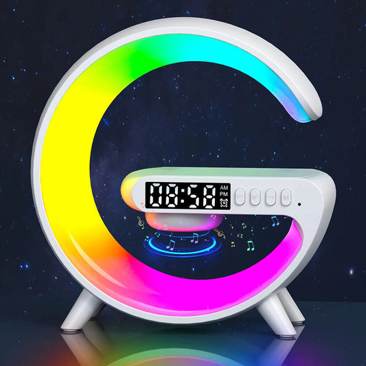 Rgb Light Bluetooth Speaker With 10w Wireless Charging 4 In 1 Led Atmosphere Rgb Night Light Alarm Clock Desk Lamp Bluetooth Speaker Wireless Charging Modern