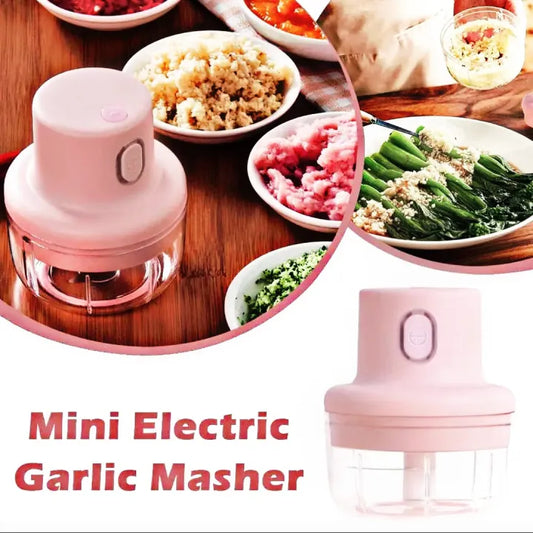 Pink Usb Wireless Electric Garlic Masher Sturdy Press Mincer Vegetable.