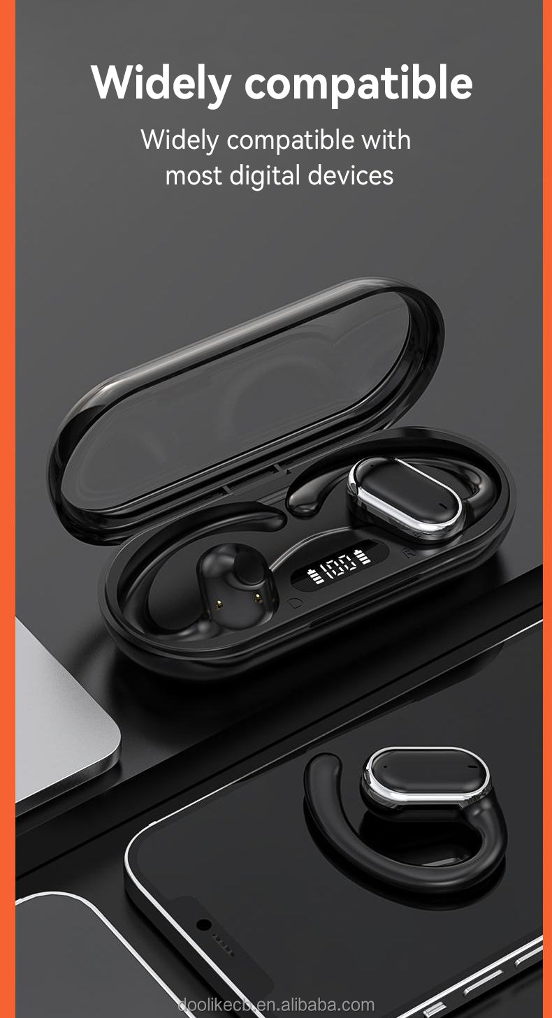 Headphones Wireless Earphone Tws Painless Wear No Pain Led Display Open-ear Bt 5.3 Earbuds