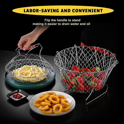 Stainless Steel Multi-functional Foldable Cooking Chef Basket.