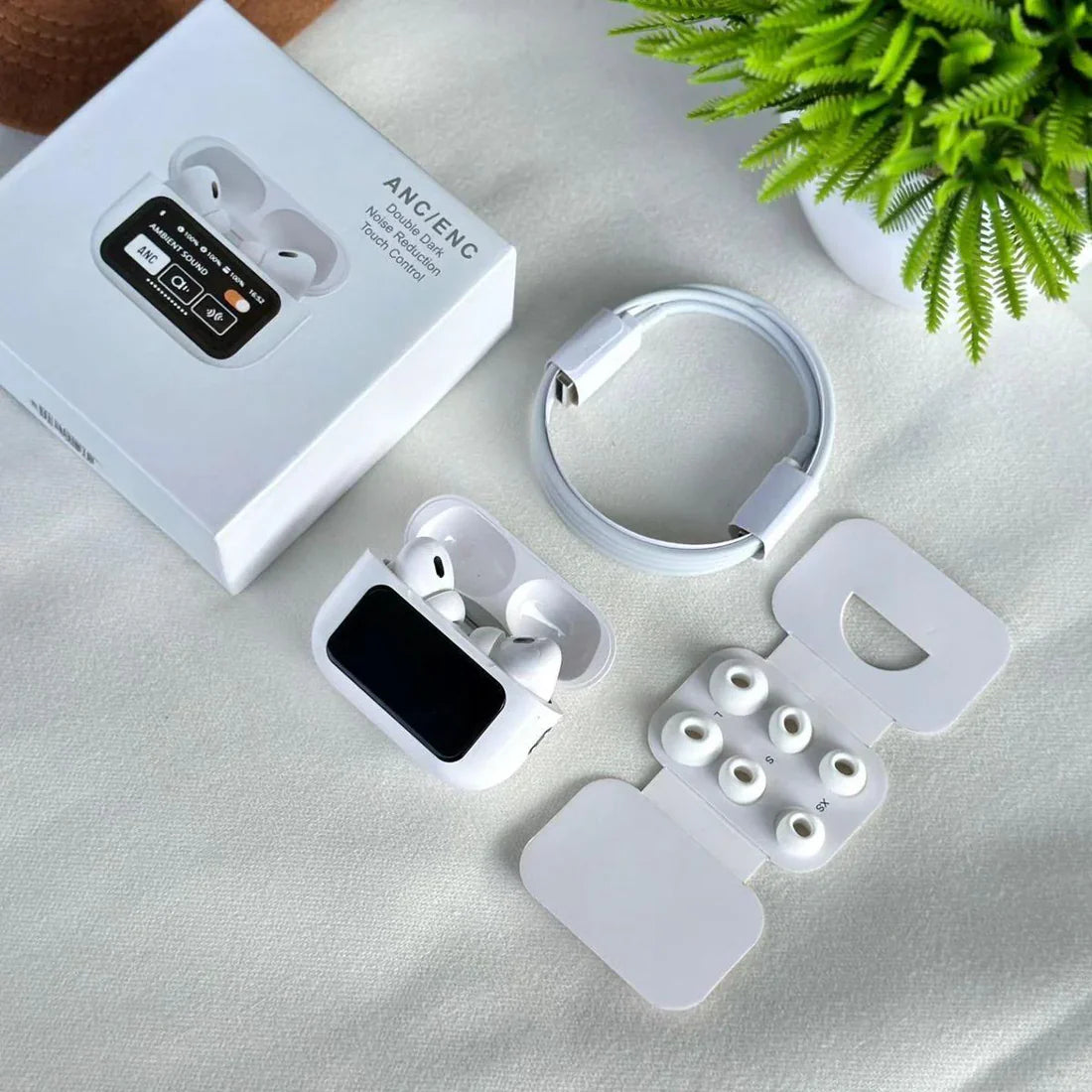 Imported ANC Wireless Earbuds with Touch Screen Display.