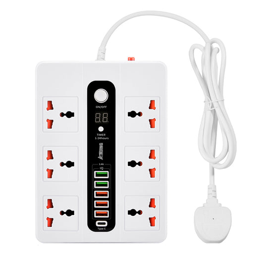 Imported Ultra Automatic High Speed Socket with 1 Type-C & 5 Usb with Timer 3000 Watts Power Socket