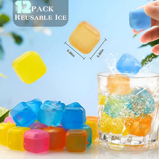 Reusable ice cube Pack Of 12 Peices Square Reusable Ice Cubes | Filled With Pure Water.