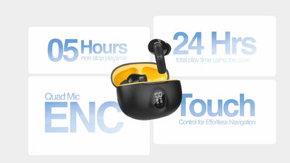 Sound Cloud Earbuds Noise Cancellation (ENC) Touch Sensor & Type C Charging.