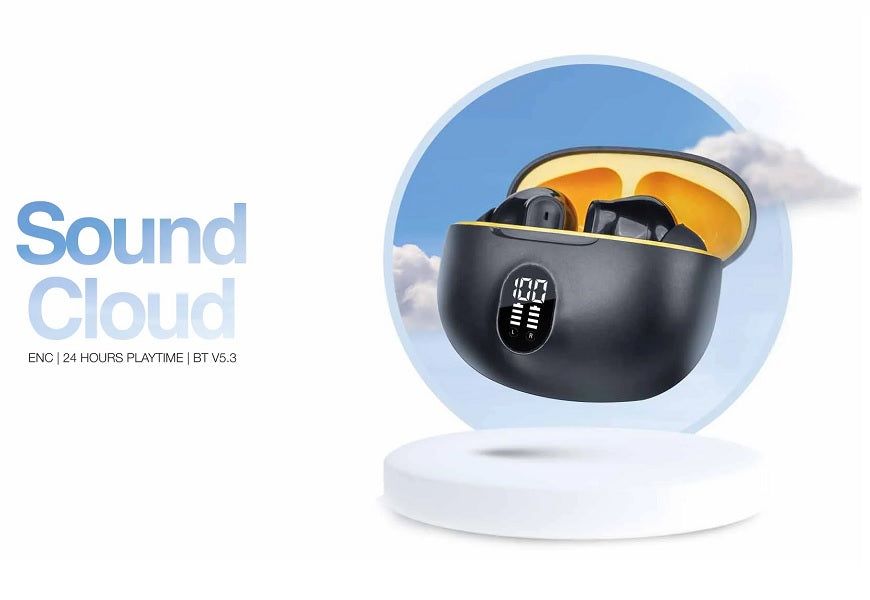 Sound Cloud Earbuds Noise Cancellation (ENC) Touch Sensor & Type C Charging.