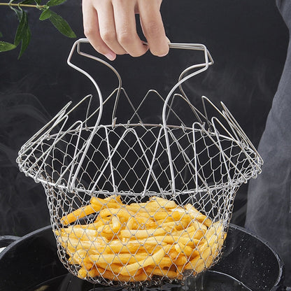 Stainless Steel Multi-functional Foldable Cooking Chef Basket.