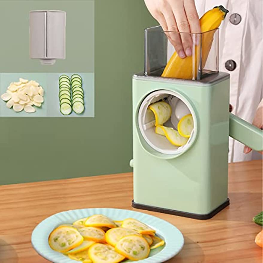 Vegetable Cutter Multifunctional Manual Rotary Cheese Grater Shredder – Wider Hopper Round Mandolin Drum Slicer Cutter For Kitchen.