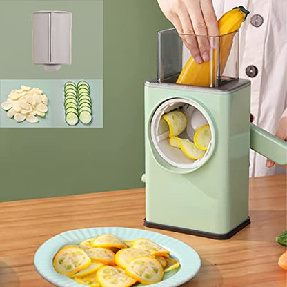 Vegetable Cutter Multifunctional Manual Rotary Cheese Grater Shredder – Wider Hopper Round Mandolin Drum Slicer Cutter For Kitchen.