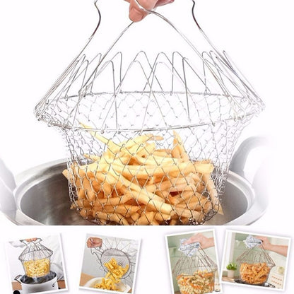 Stainless Steel Multi-functional Foldable Cooking Chef Basket.