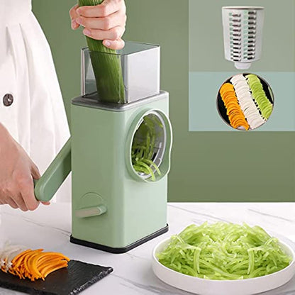 Vegetable Cutter Multifunctional Manual Rotary Cheese Grater Shredder – Wider Hopper Round Mandolin Drum Slicer Cutter For Kitchen.